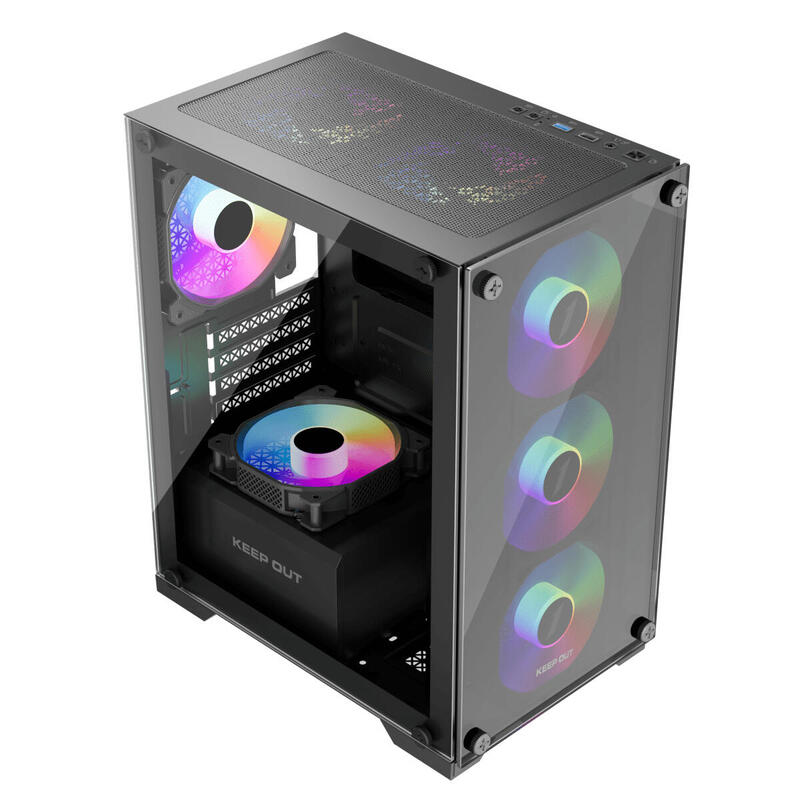 Caja Microatx Xc-201 Glass Argb Keepout Bahías Int.: 1x3,5, 1x2,5/ 1xusb2.0, 1xusb3.0/ Audio In/Out