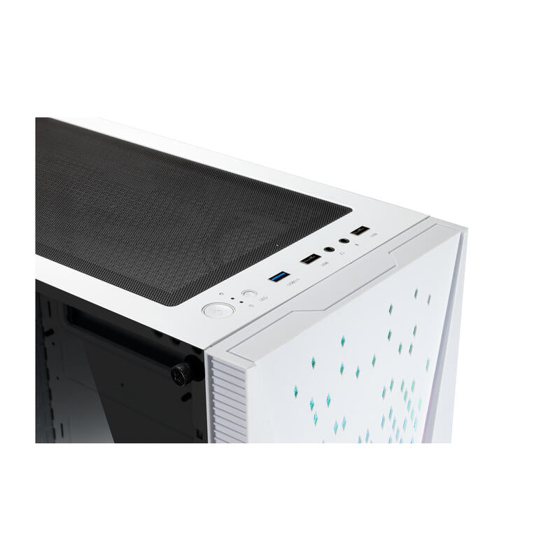 Caja Pc Abysm Atx Case Danube Kolpa White Argb-Tempered Glass- 1xusb 3.0+2xusb2.0 - 3 X Fan 12cm Argb -Argb Hub