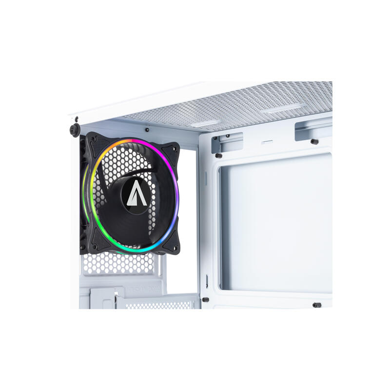 Caja Pc Abysm Atx Case Danube Kolpa White Argb-Tempered Glass- 1xusb 3.0+2xusb2.0 - 3 X Fan 12cm Argb -Argb Hub