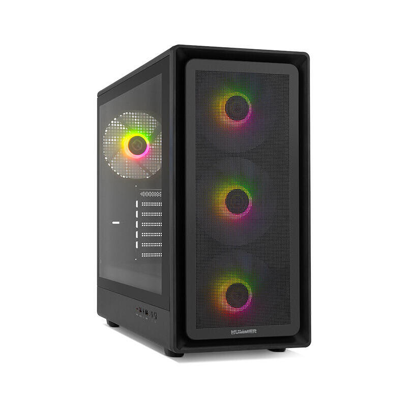 Caja Pc Nox Semitorre Hyperflow Hummer Aero Argb Negro Usb 3.0 Type C