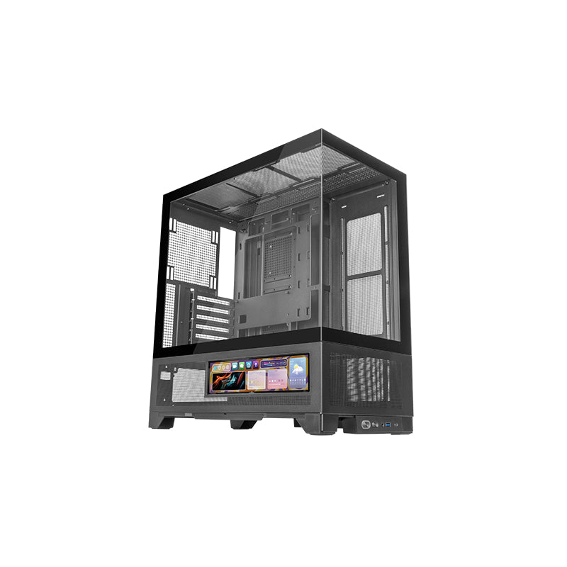 Caja Semitorre Atx Mc-Lcdx Pro Negro Mars Gaming Pantalla Lcd Ips 9.16''/ 3 Hdd Y 3 Ssd/ Atx/ Semitorre Con Cristal Lateral Y Frontal