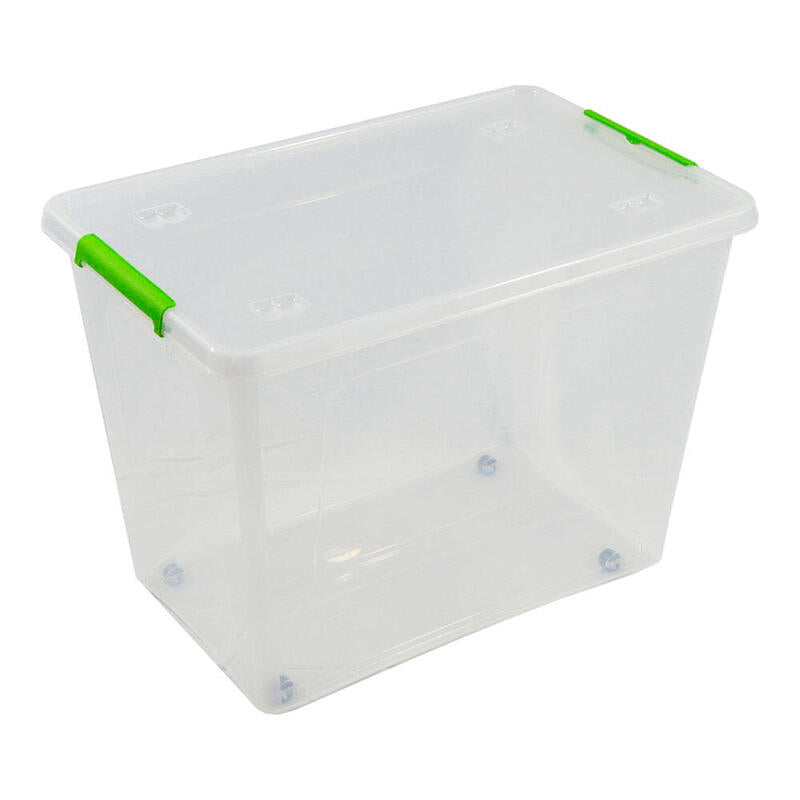 Caja Transparente Con Ruedas 60 L, 58,5 X 39 X 42 Cm