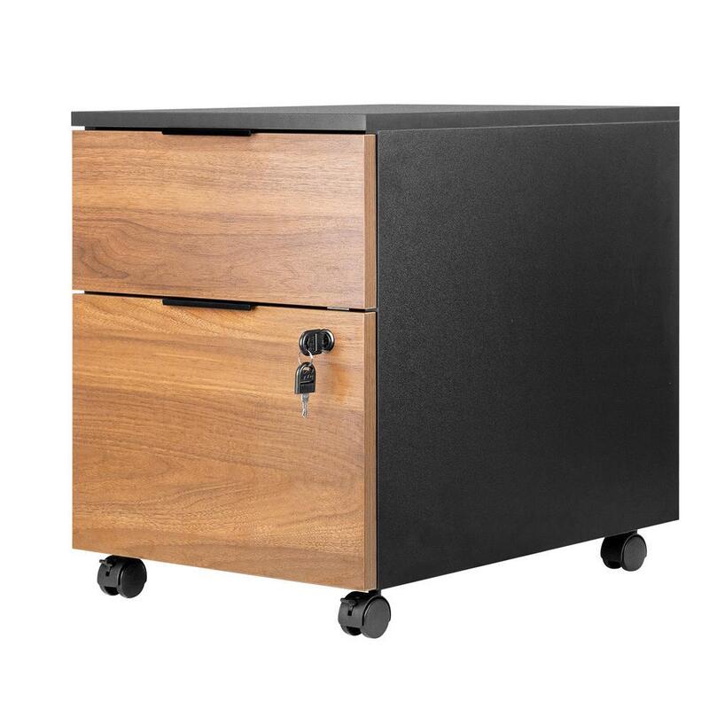 Cajonera Artisan Combinación Negro Y Madera Nogal
