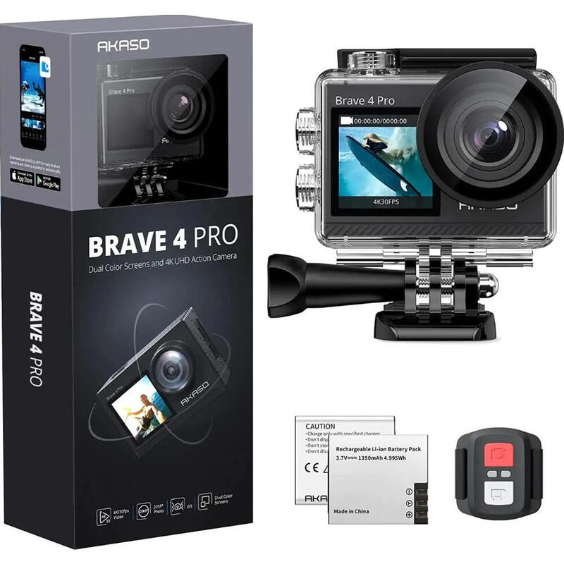Cámara Akaso Brave 4 Pro Para Deporte De Acción 20 Mp 4k Ultra Hd Cmos Wifi 453 G