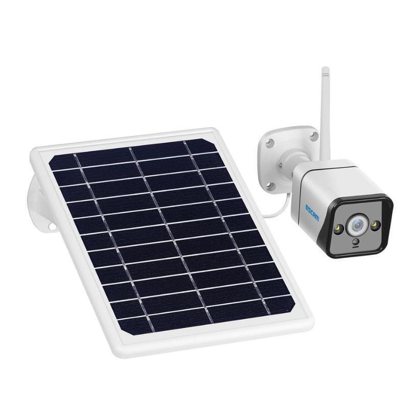 Cámara De Vigilancia Escam Qf120 2mp 1080p Wifi Visión Nocturna Panel Solar Blanco