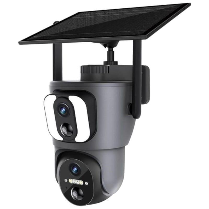Cámara Escam Qf390 1080p Lente Dual Wifi Panel Solar Negro