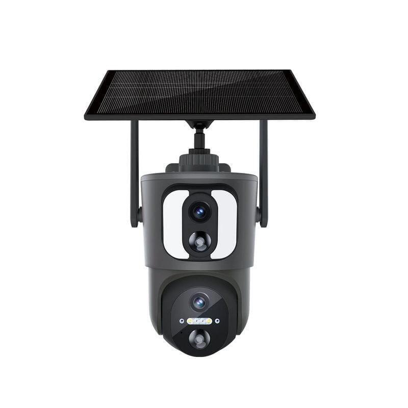 Cámara Escam Qf390 1080p Lente Dual Wifi Panel Solar Negro