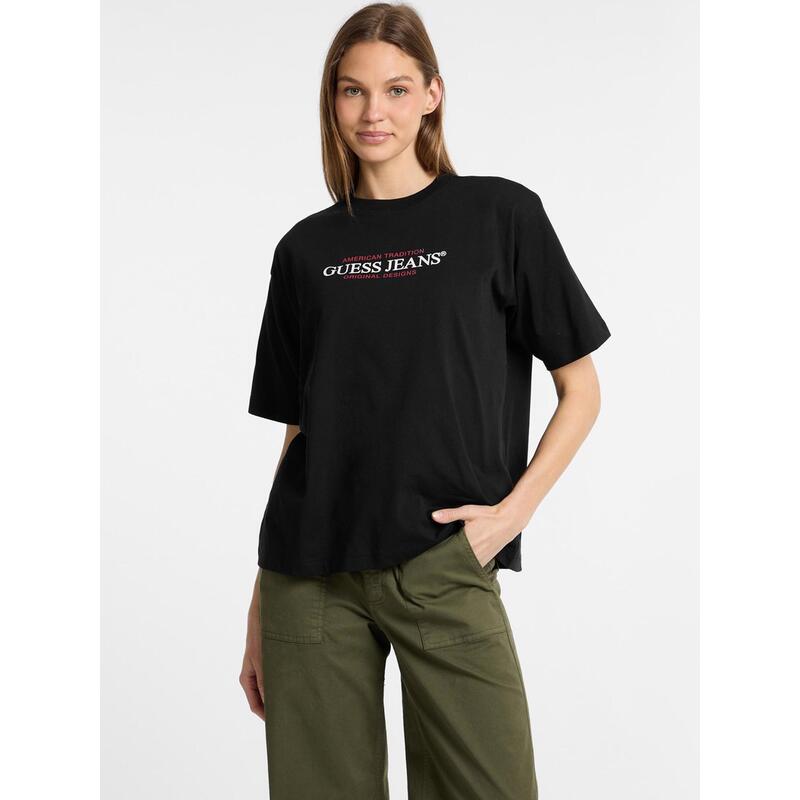 Camiseta Guess Para Mujer American Tradition Holgada Talla L - W4yi08k8hm0 Negra