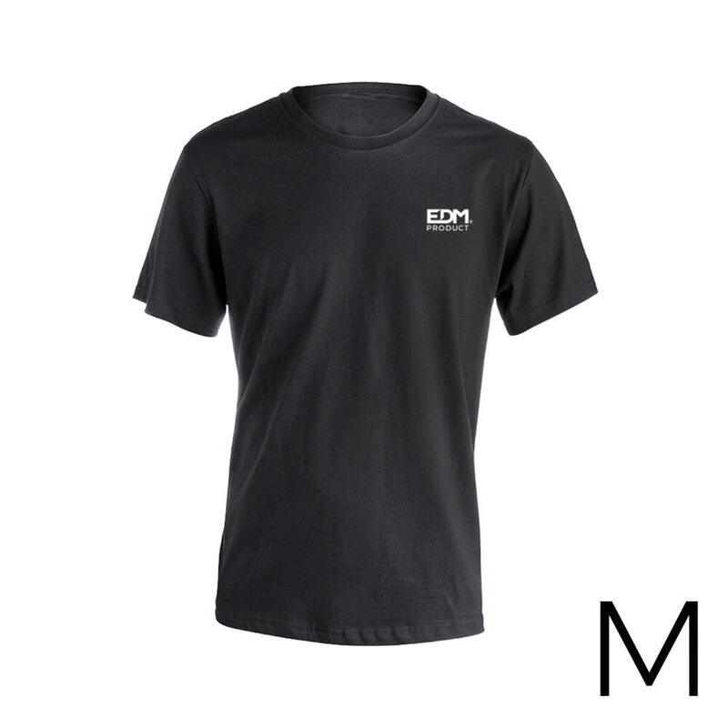 Camiseta Negra Talla-M Manga Corta Bordada