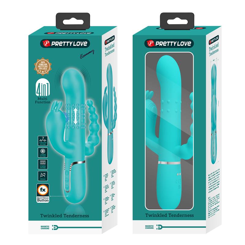 Pretty Love - Cammy Triple Vibrador Rabbit Multifunción 4 En 1 Azul