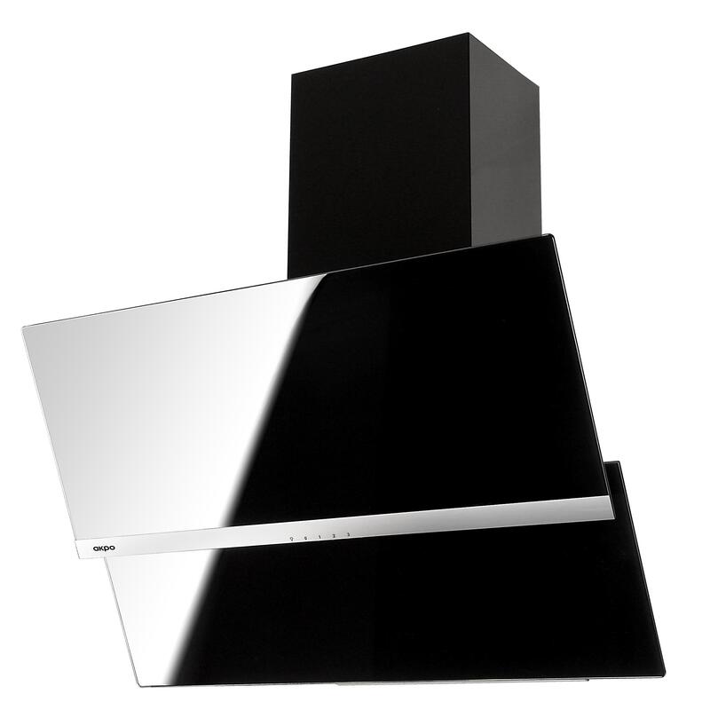 Campana Extractora Akpo Wk-4 Balance 60 Negra 600 Mm Frente De Vidrio Negro, Acero Inoxidable