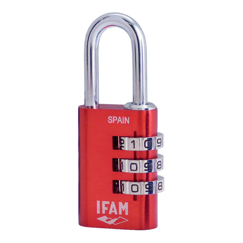 Candado Col Combi30 Rojo 30mm. Arco Ø5mm. Con Combinación. Ifam
