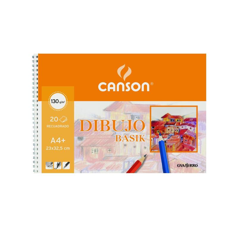 Canson Bloc Dibujo Basik Espiral Microperforado 20 Hojas 130 Gr. Con Recuadro 23x32,5cm -10u-