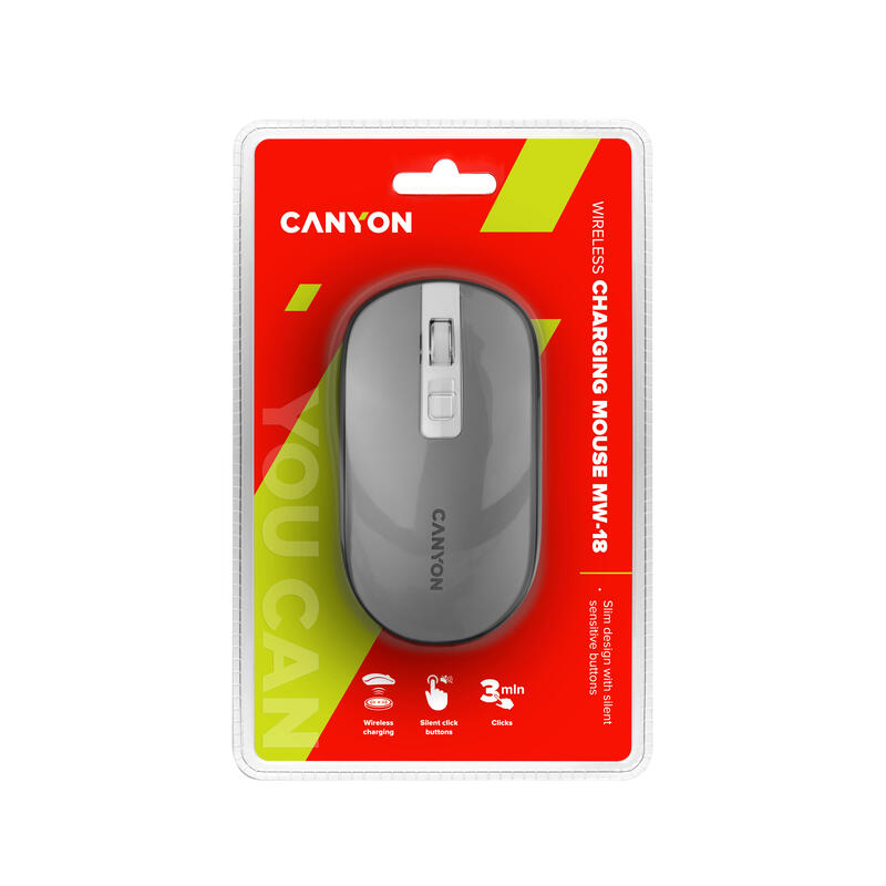 Canyon Raton Mw-18 Wireless Rechargeable Silent Pixart Gris Retail