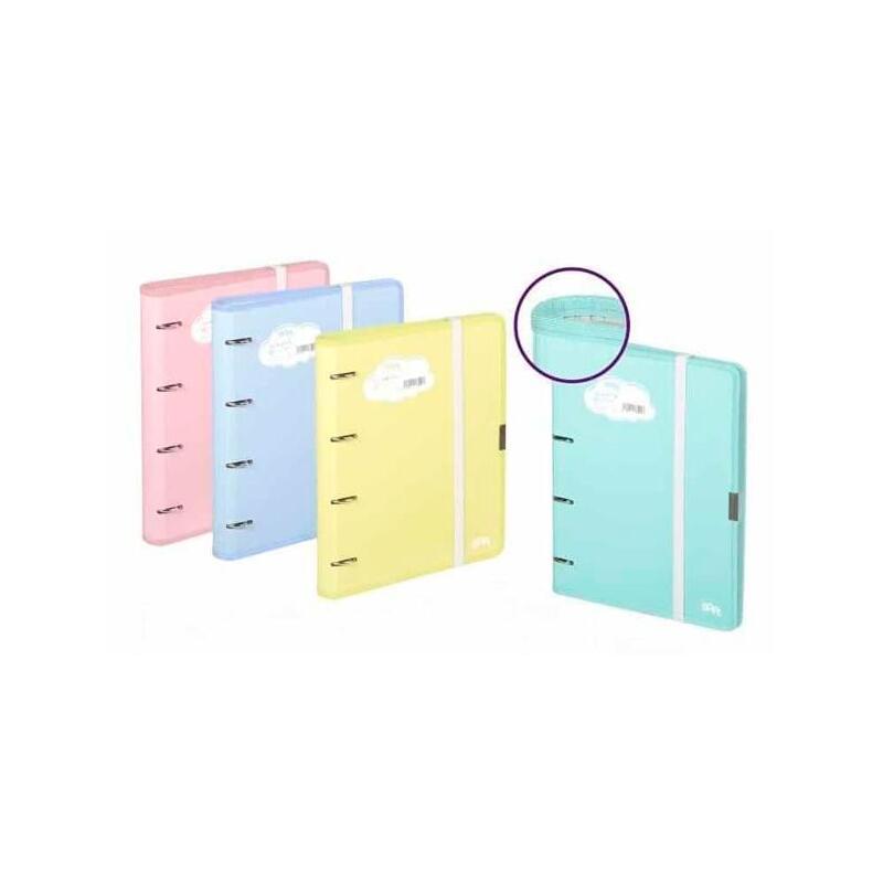 Carchivo Carpeta 4 Anillas 35mm Cartón Soft Con Goma Folio Turquesa