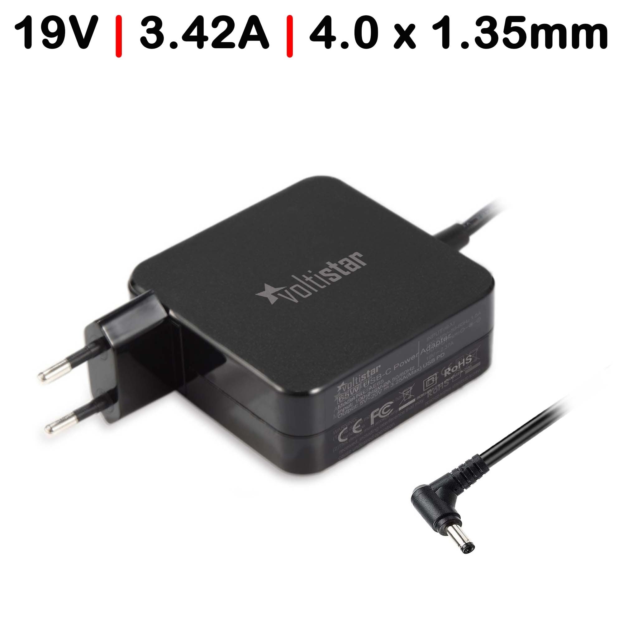 Cargador Para Portátil Ad887020, Ad883020, Adp-65Dw C Z, Adp-65Gd B D, W15-065N1B, Pa-1650-63 78 93 3.42A 19V 65W 4.0Mm X1.35Mm