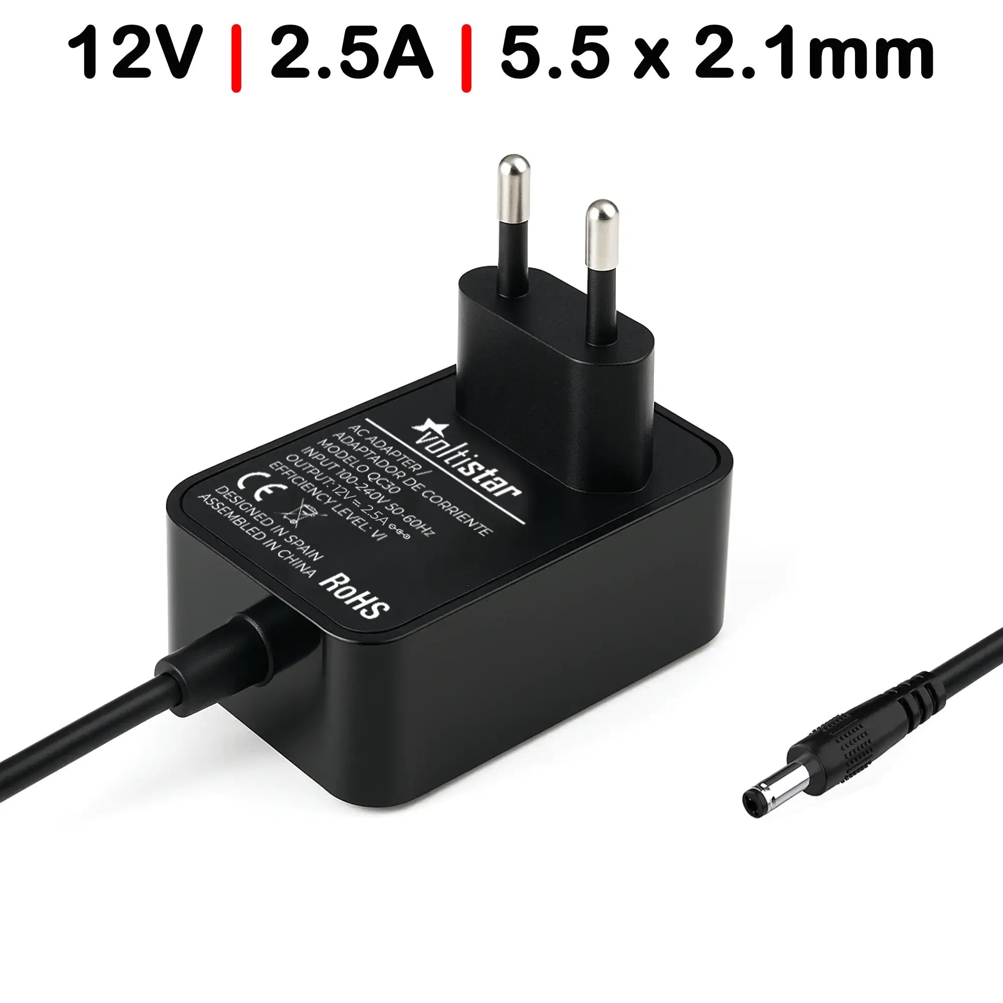 Cargador Cámara Cctv 5.5X2.1Mm 12V 2.5A 30W Negro