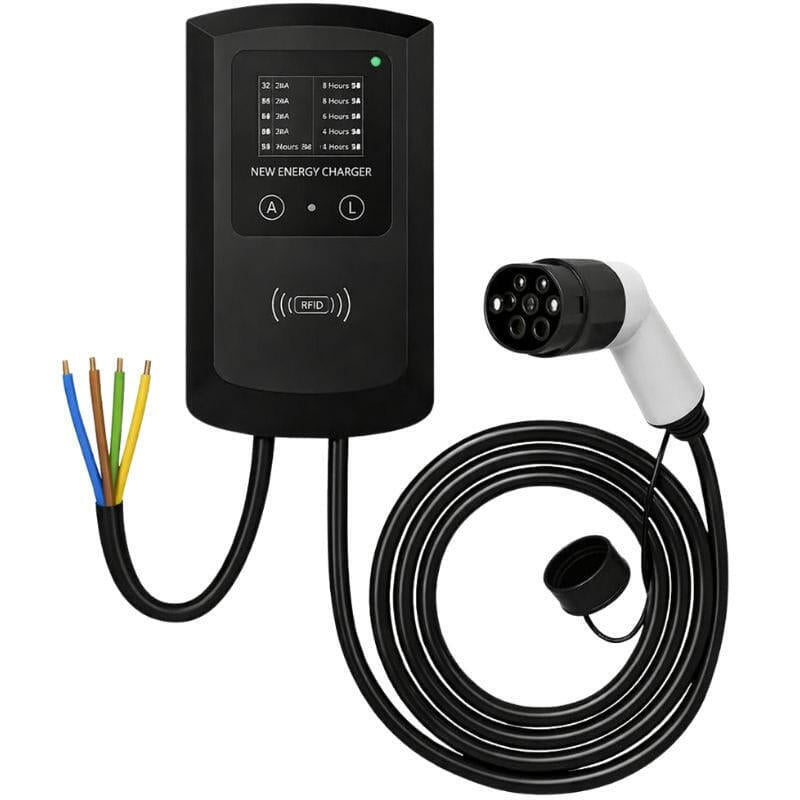 Cargador Coche Eléctrico Con Estación De Carga 32a / 22kw / Sin Enchufe (Trifásica) / 5m / Lcd - Ev Tipo 2