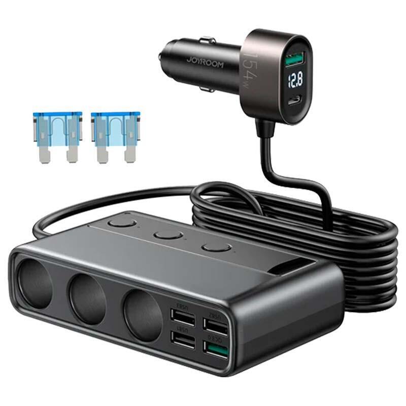 Cargador De Coche Joyroom Jr-Cl06 154w 3xconectores, 6xpuertos (Pd+Qc3.0+4xusb)
