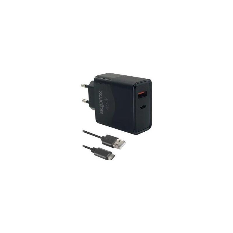 Cargador De Pared Approx Appusbwall45w 1xusb-C Pd 1xusb-A 45w Cable Usb-A A Usb-C Incluido