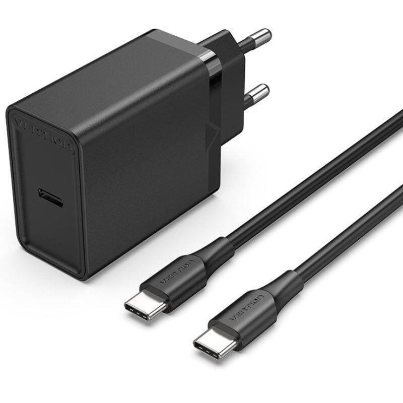 Cargador De Pared Vention Fahbf-Eu 1xusb Tipo-C + 2x Cable Usb Tipo-C 25w