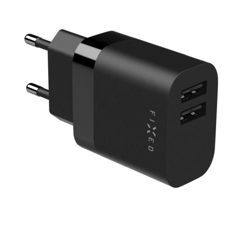 Cargador De Viaje Fijo Doble Usb 17w Negro