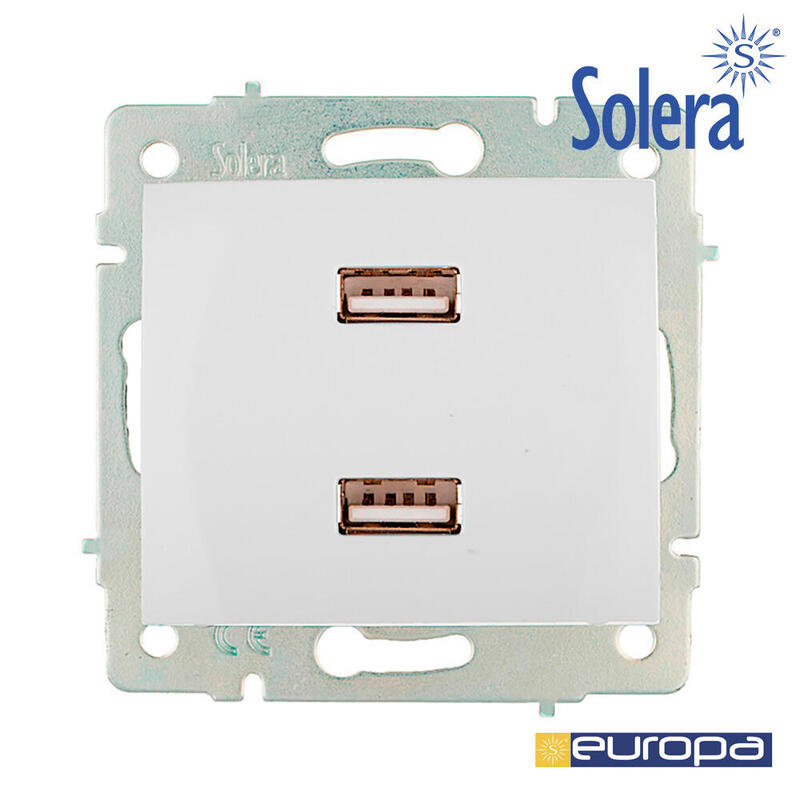 Cargador Doble Usb 230v 5v 4200ma Blanco De Empotrar Erp2usb Serie Europa Solera Erp2usb