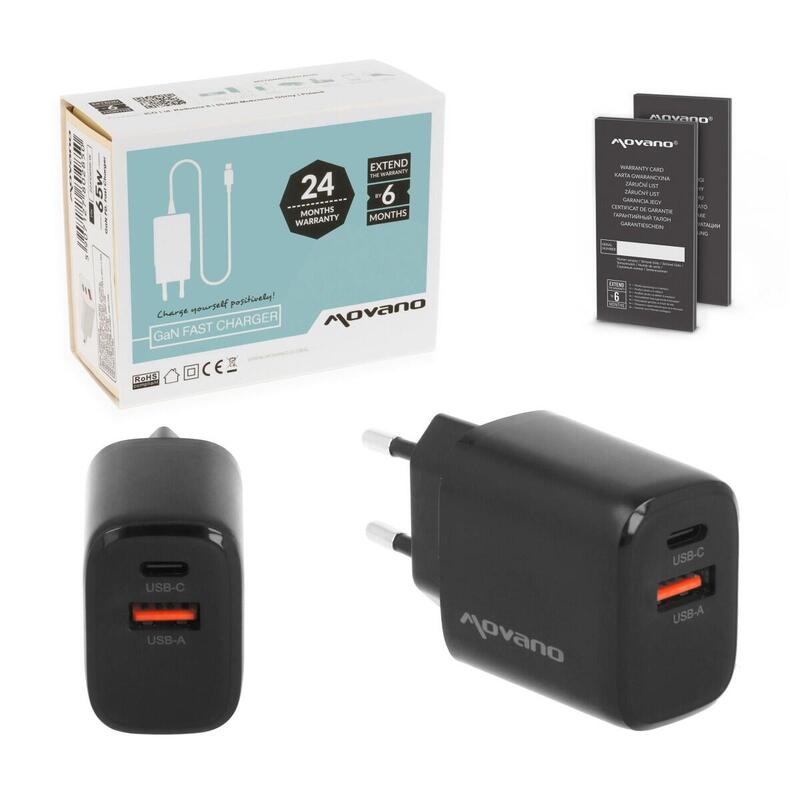Cargador Gan 20w Usb-C Pd + Usb-A (Negra)