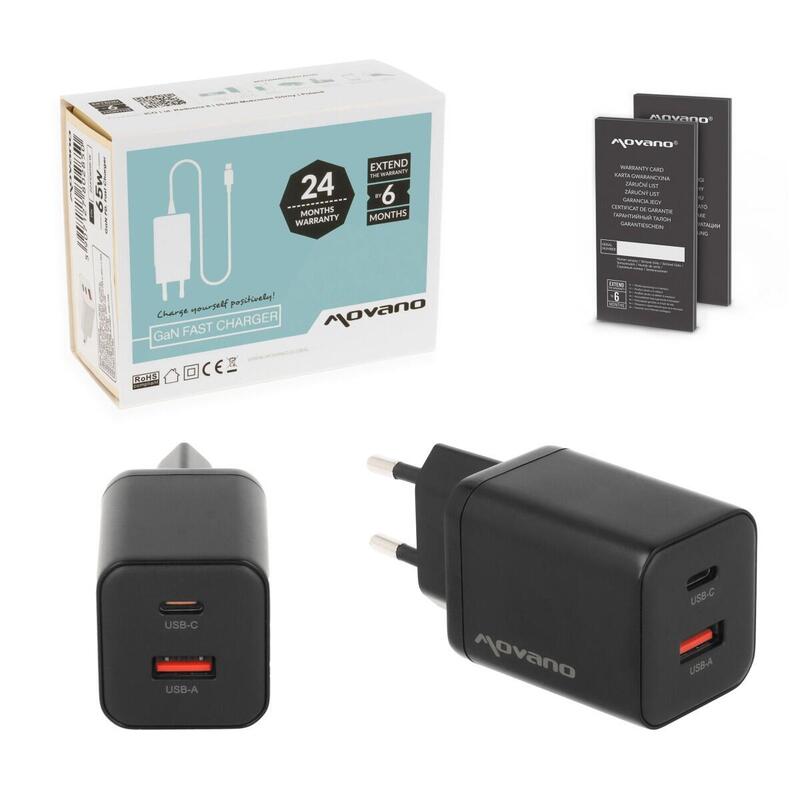 Cargador Gan 45w Usb-C Pd + Usb-A (Negra)