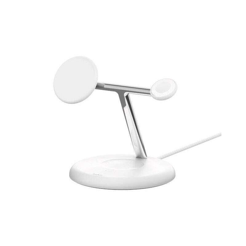 Cargador Inalámbrico Belkin 3 En 1 Magsafe 15w Blanco