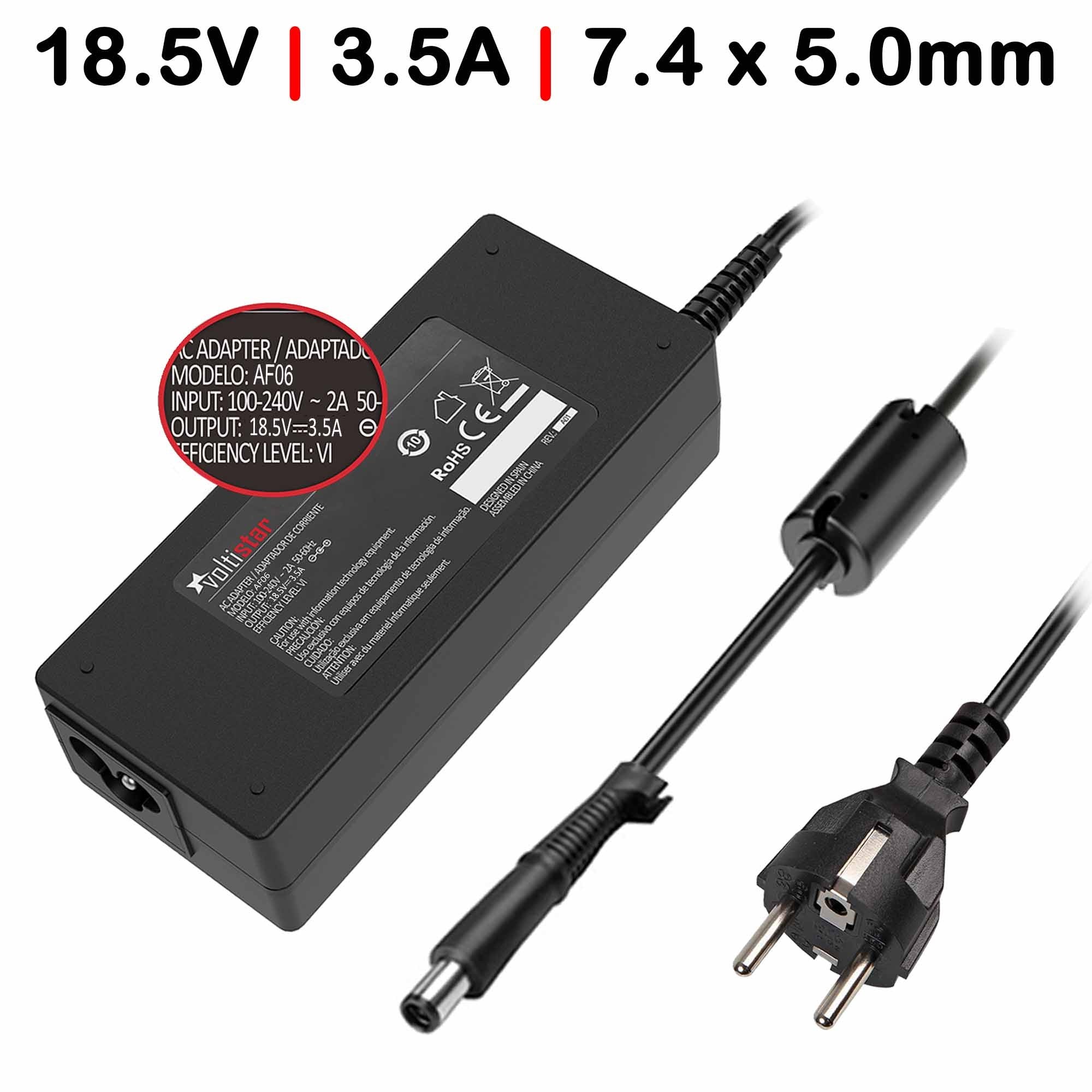 Cargador Para Portátil Hp 18.5V 3.5A 65W 7.4X5.0Mm Clavija Con Pin
