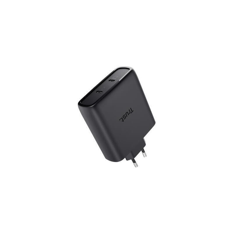 Cargador Pared/Viaje 2xusb-C 100w Maxo Negro Trust Cargador De Pared Gan 100w/ 2xusb Tipo-C/Incluye Cable Usb Tipo-C/ 100w.