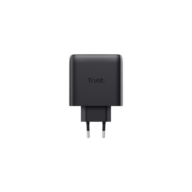 Cargador Pared/Viaje Usb-C 65w + Cable Usb-C 2 M Maxo Negro Trust Cargador De Pared Gan 65w/ 1xusb Tipo-C/ Incluye Cable Usb Tipo-C/ 65w.