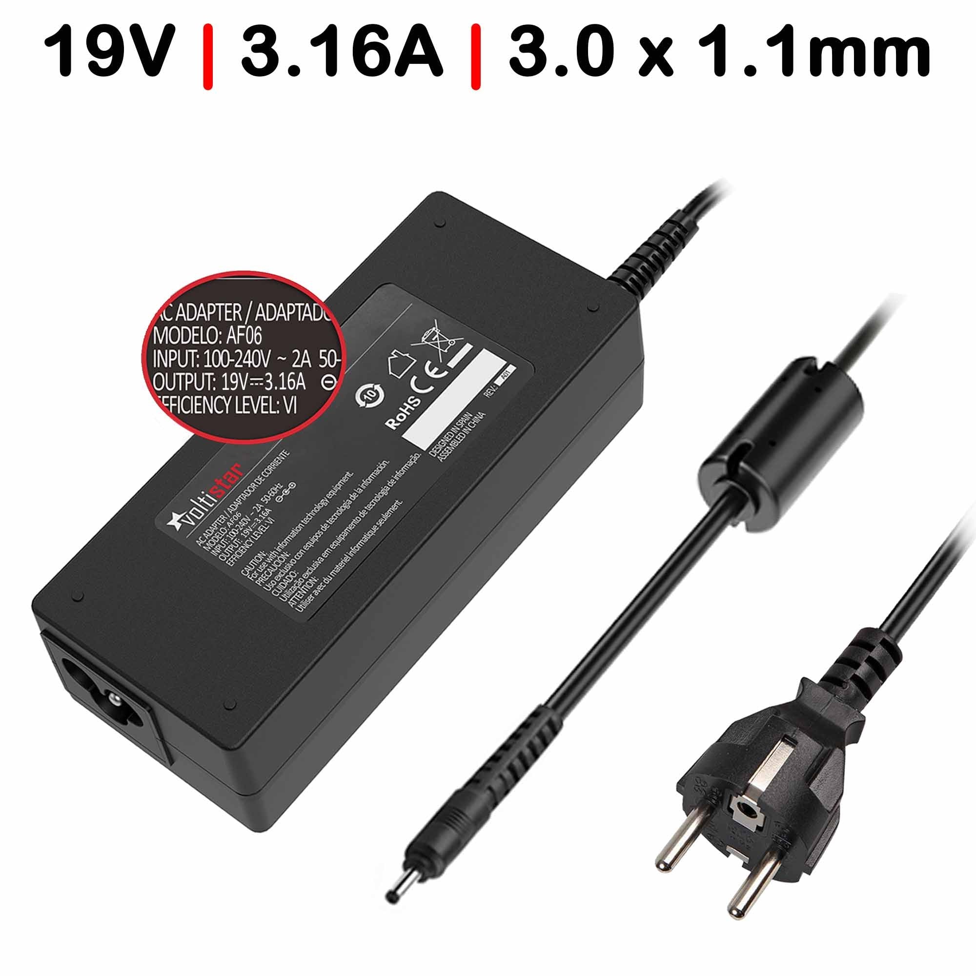 Cargador Para Portátil Samsung 19V 3.16A 3.0X1.1 Mm