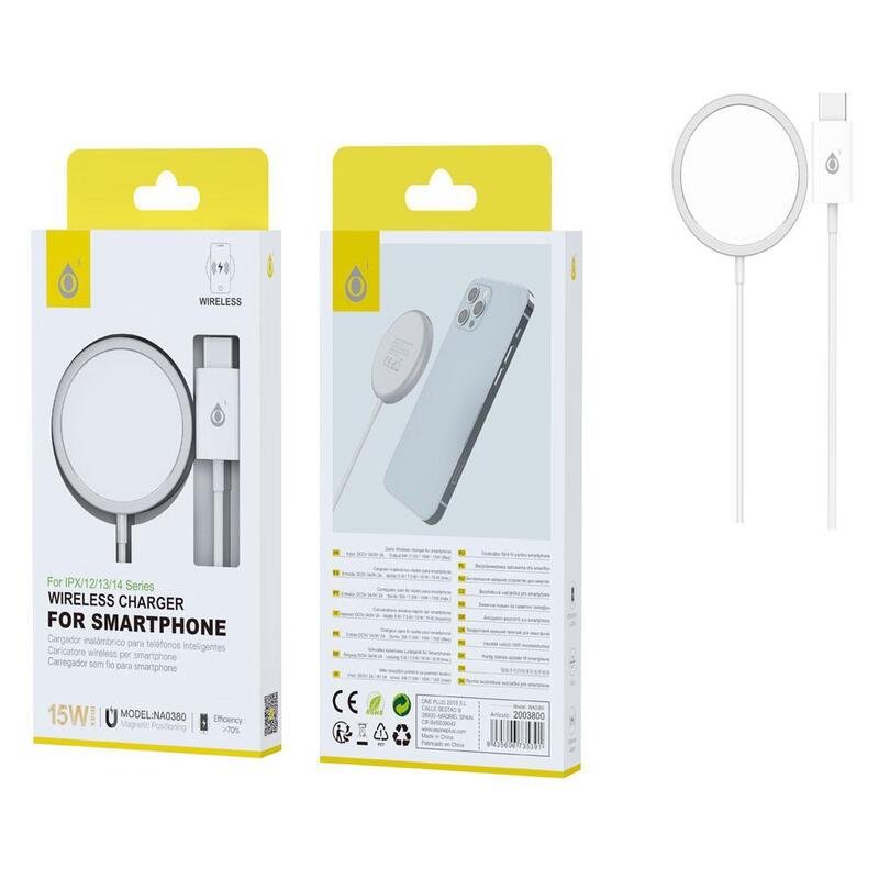 Cargador Rapido Inalámbrico Para Iphone X-14 Na0380 15w Blanco Mtk