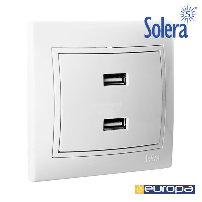 Cargador Serie Europa Doble Usb 230v 5v 4200ma Serie Europa Solera Erp2usbu