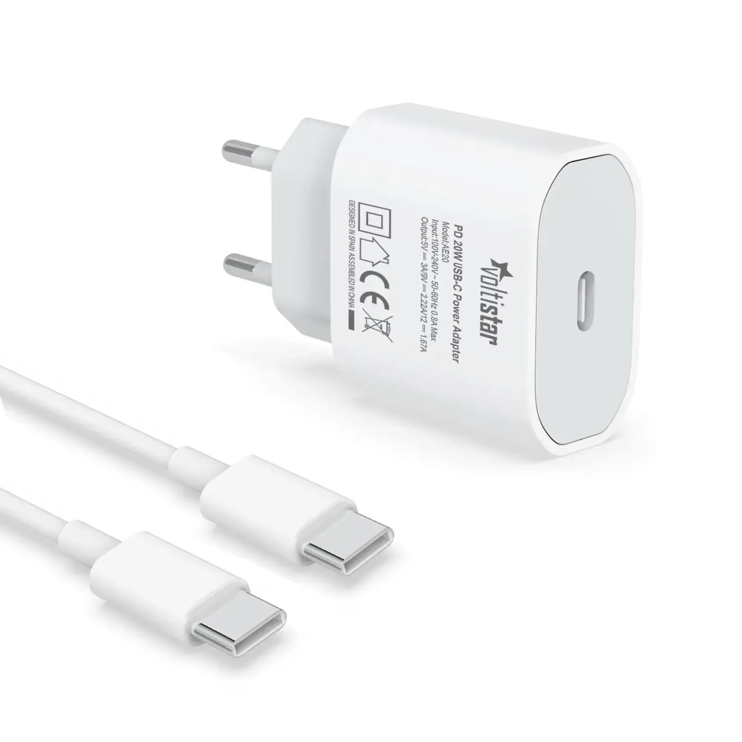 Cargador Pd Usb-C 5V/3A 9V/2.22A 20W Blanco