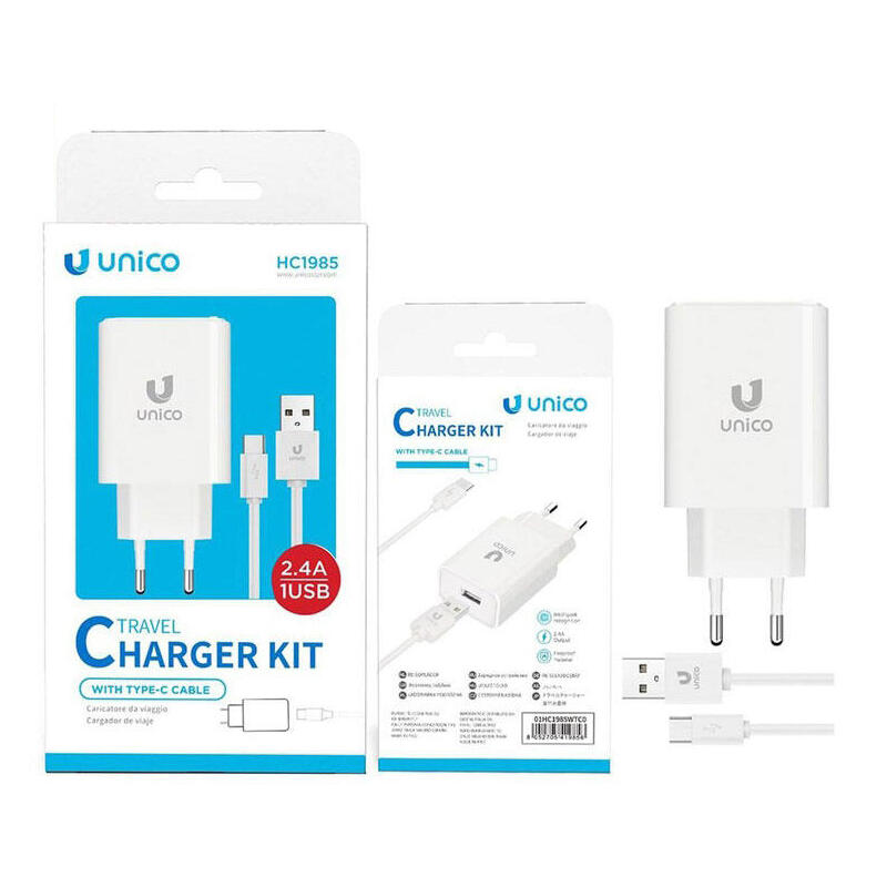 Cargador Usb + Cable Tipo C 2.4a Blanco
