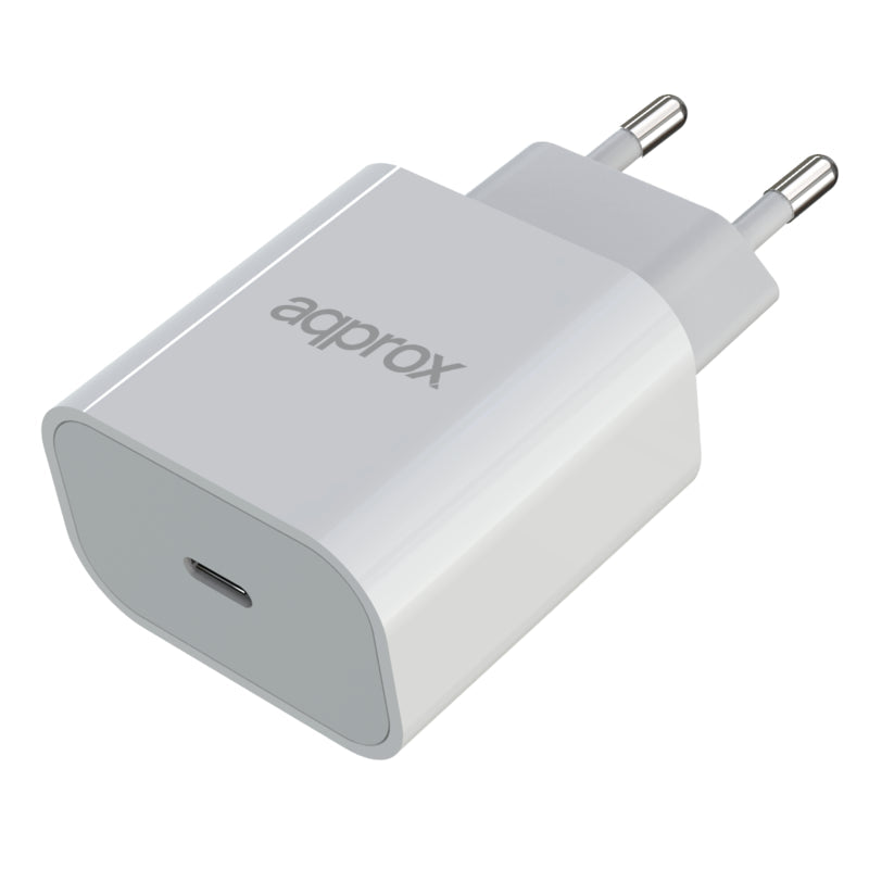 Cargador Usb De Viaje/Pared Dual 3.0a Type-C Blanco Approx Usb Tipo C/ Hasta 20w