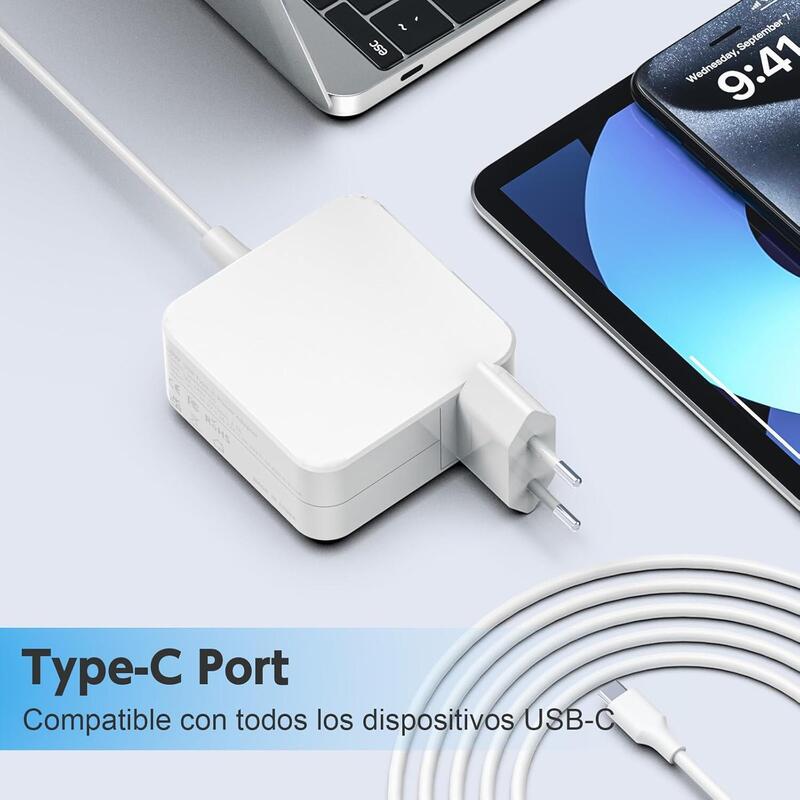 Cargador Usb Tipo-C 5-20v-3,25a Max 65w Blanco Compatible Con Todo Tipo De Portátiles