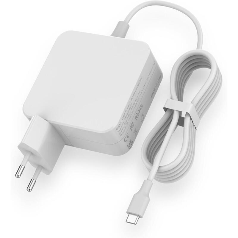 Cargador Usb Tipo-C 5-20v-3,25a Max 65w Blanco Compatible Con Todo Tipo De Portátiles