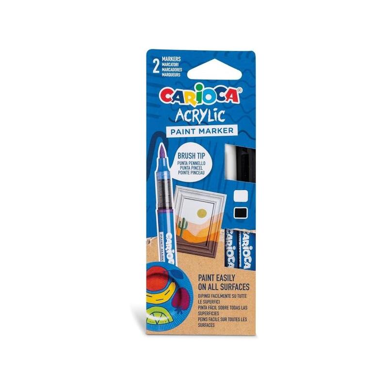 Carioca Acrylic Pack De 2 Marcadores De Pintura Acrilica - Punta Pincel - Tinta A Base De Agua - Alta Cobertura -