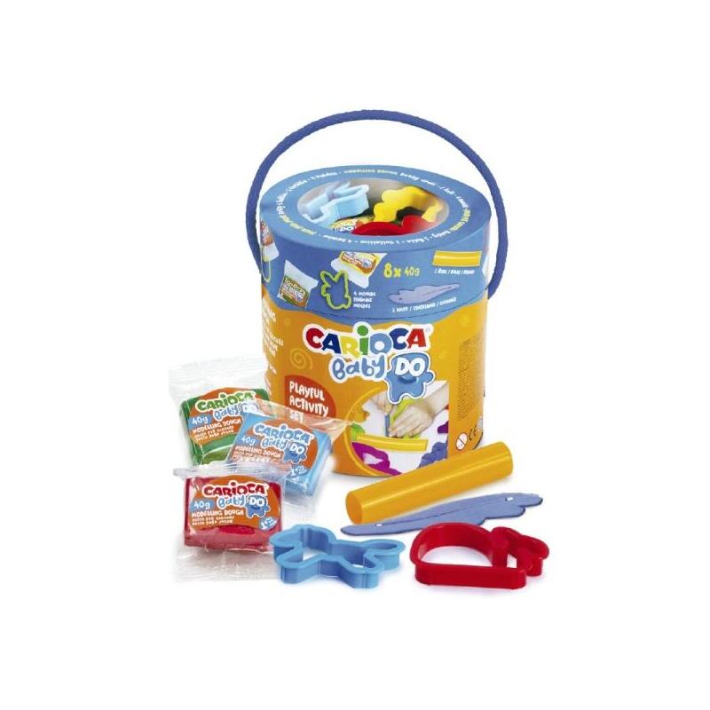 Carioca Baby Do Pack Con 8 Pastillas De Pasta Para Modelar 40gr + 4 Moldes + 2 Herramientas - Practico Bote Con Asa -