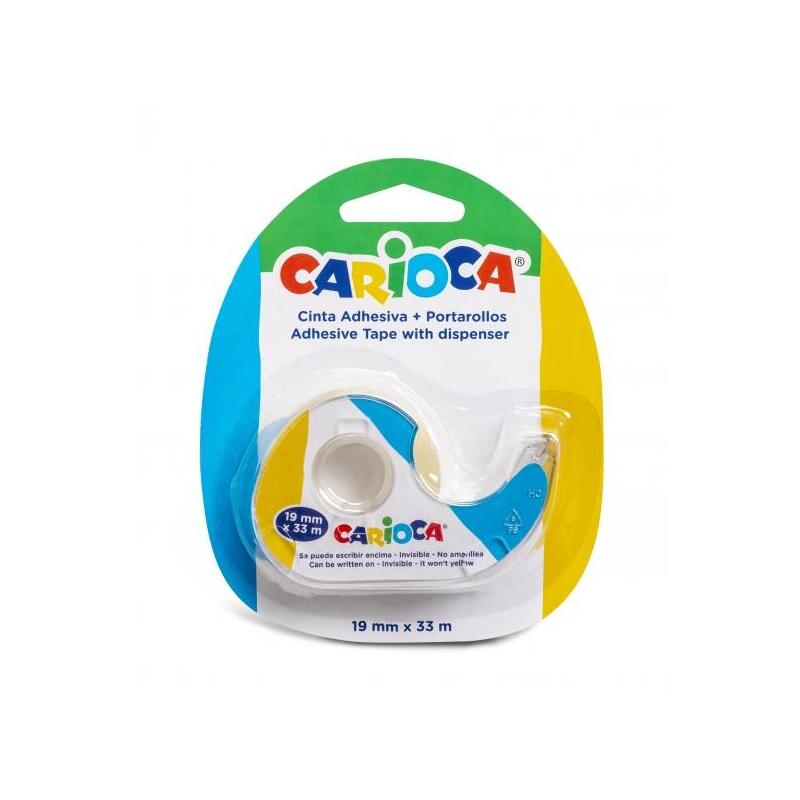 Carioca Blister 1 Portarollos + Cinta Adhesiva Transparente - No Amarillea Con El Tiempo - Ideal Para Papel Y Carton -