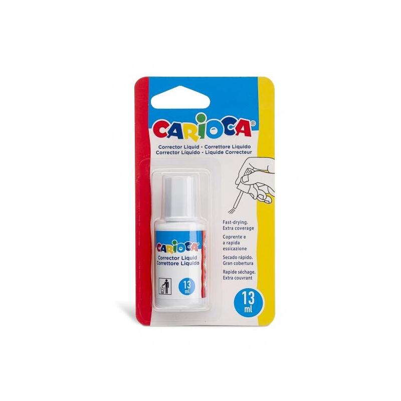 Carioca Corrector Liquido - Pincel De Nylon Suave Y Preciso - Apto Para Todo Tipo De Papel - Secado Rapido - Color