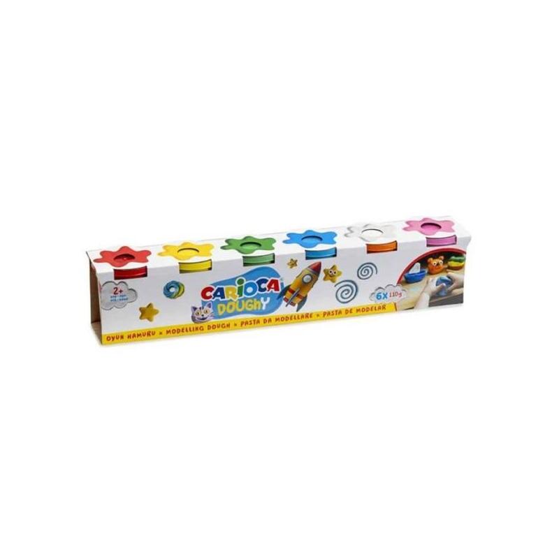 Carioca Doughy Pack Con 6 Botes De Pasta De Modelar 110gr - Blanda Y Flexible - Facil De Amasar Y Moldear - Ideal Para