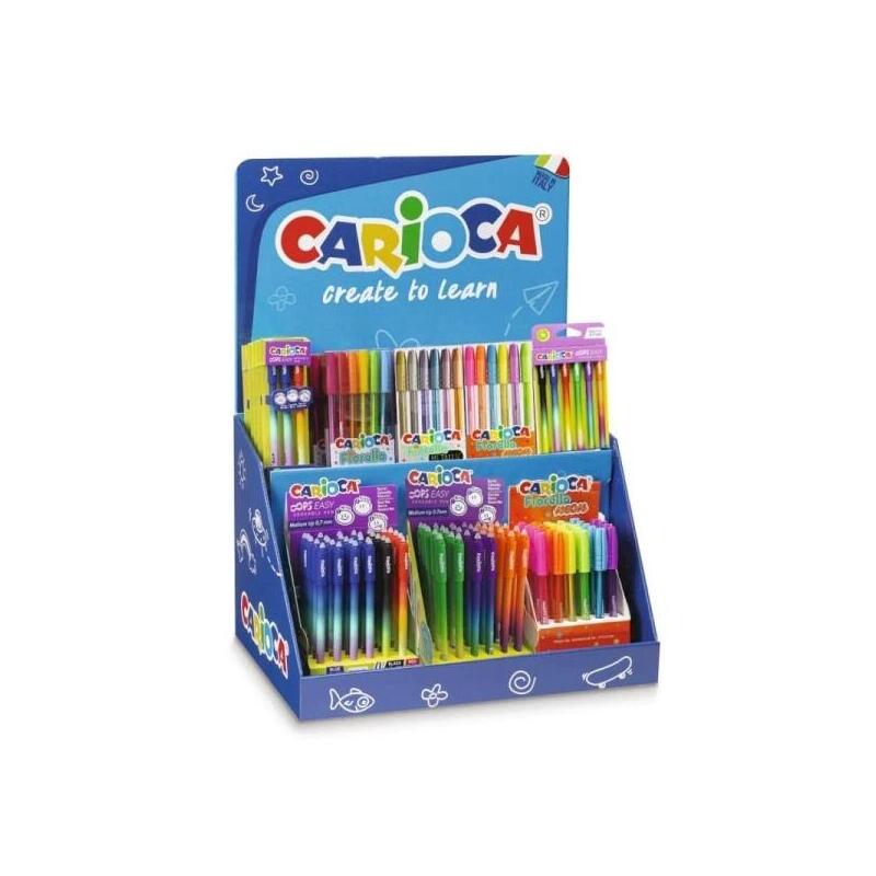 Carioca Expositor Fiorella Incluye 5 Oops Easy Blister De 3uds Blue Red, 7 Oops Easy Blister De 6uds, 7 Fiorella
