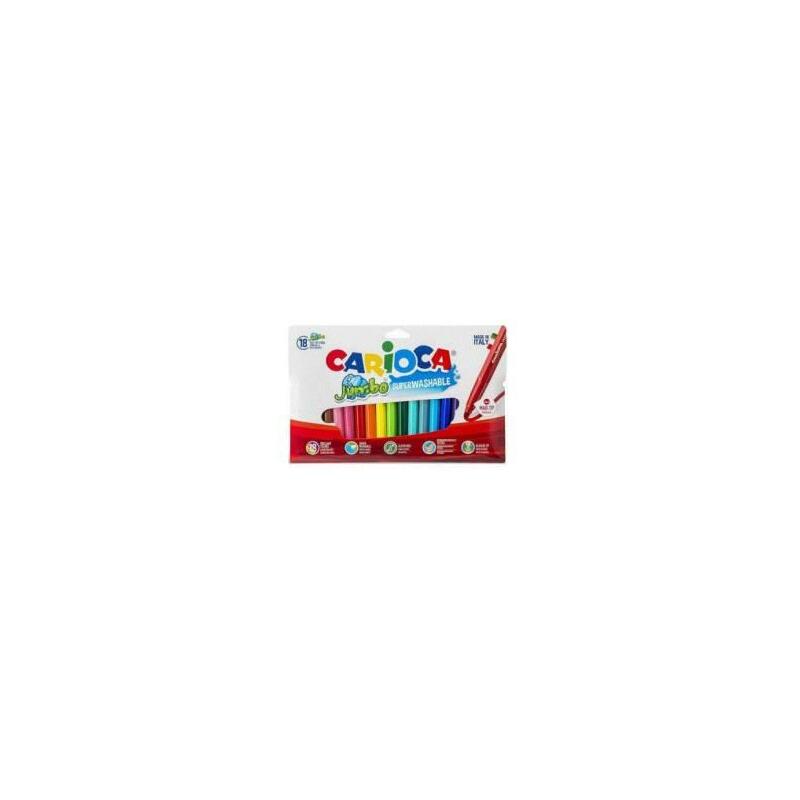 Carioca Jumbo Pack De 18 Rotuladores - Punta 6mm - Superlavable - Colores Surtidos