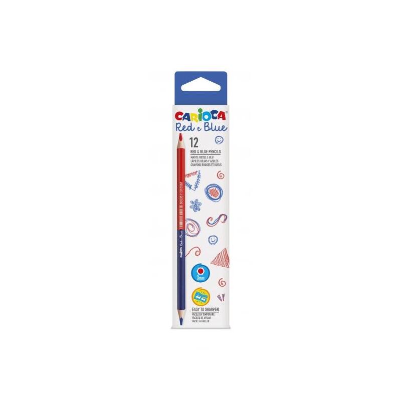 Carioca Pack De 12 Lapices - Cuerpo Lacado Hexagonal - Mina De Ø 3.5mm - Azul/Rojo