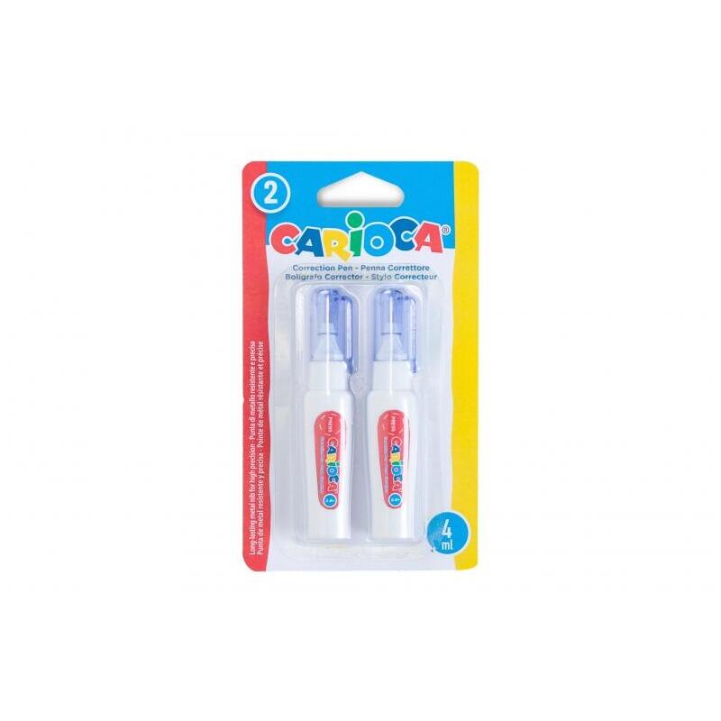 Carioca Pack De 2 Mini Boligrafos Correctores - Punta De Metal Resistente Y Precisa - Apto Para Todo Tipo De Papel -